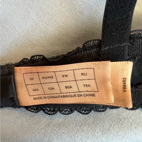 Dita Von Teese satin & lace Parisienne Balconette Bra & Thong Blush/Black - Picture 10 of 13